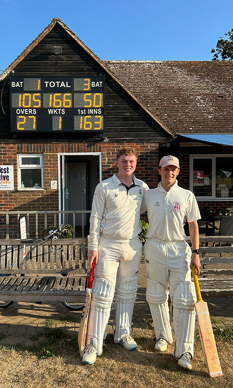 Winning batsmen Archie and Toby at Cranleigh, August 2026